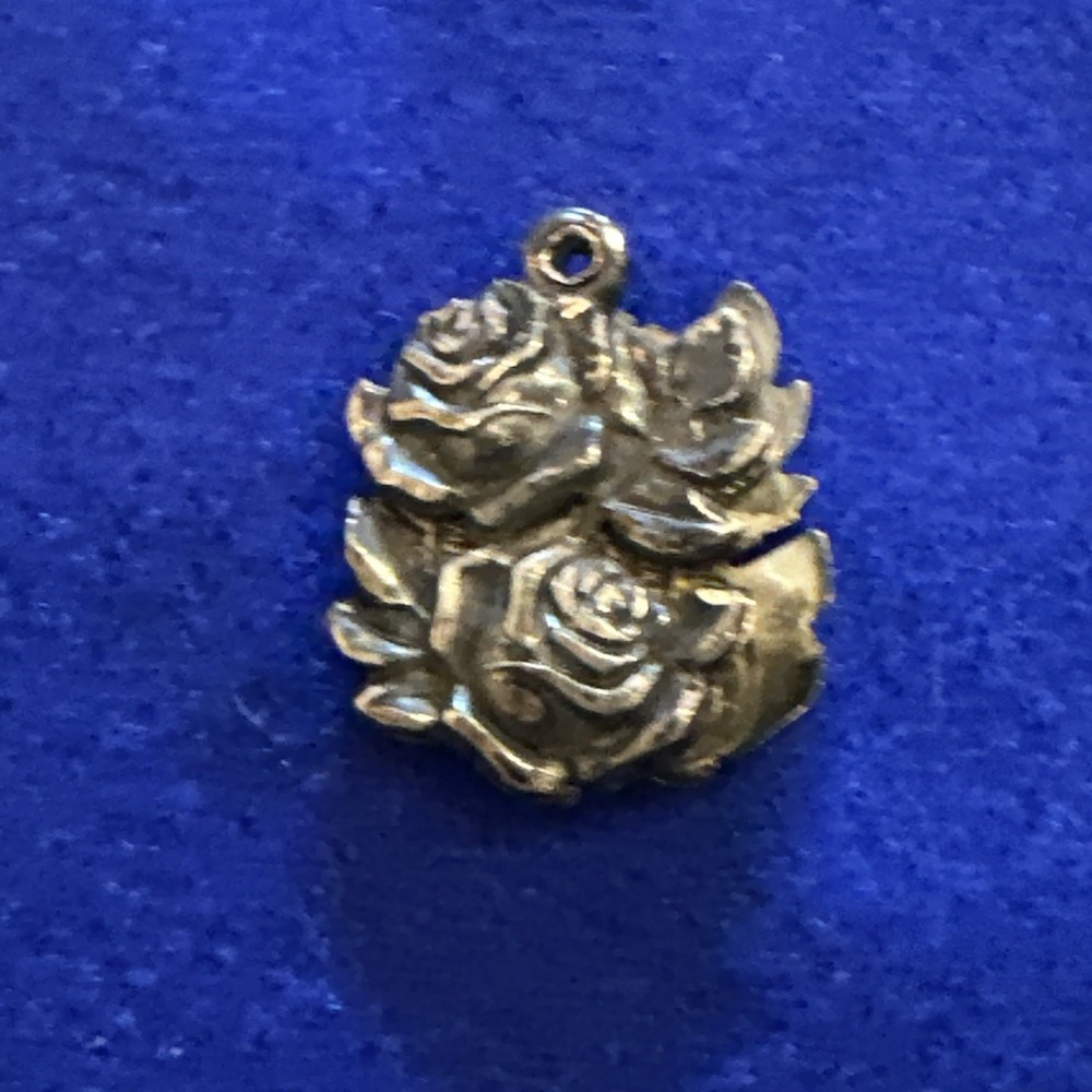 RARE 925 Sterling Antique Rose St. Mary & St. Christopher Oxidized Slide Pendant